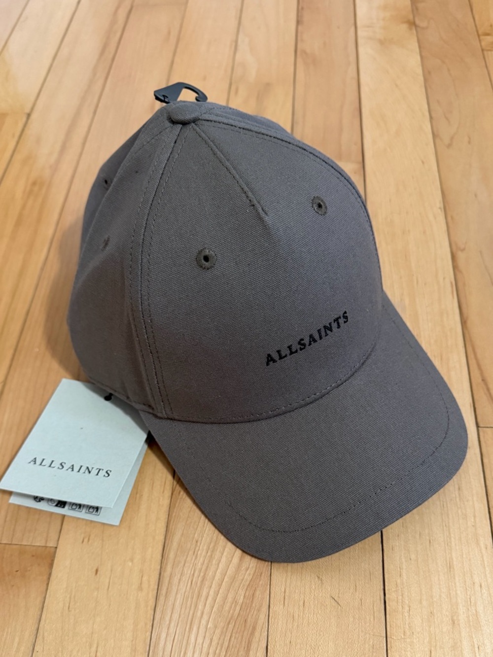 New AllSaints Taupe Logo Embroidered Monogram Baseball Cap Hat - Picture 8 of 9